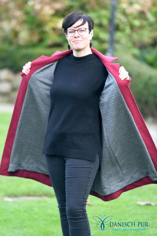 Futterstoff - Mantelfutter-Strukturfutter Wolle (Merino, kbt, 100%) Aubergine meliert