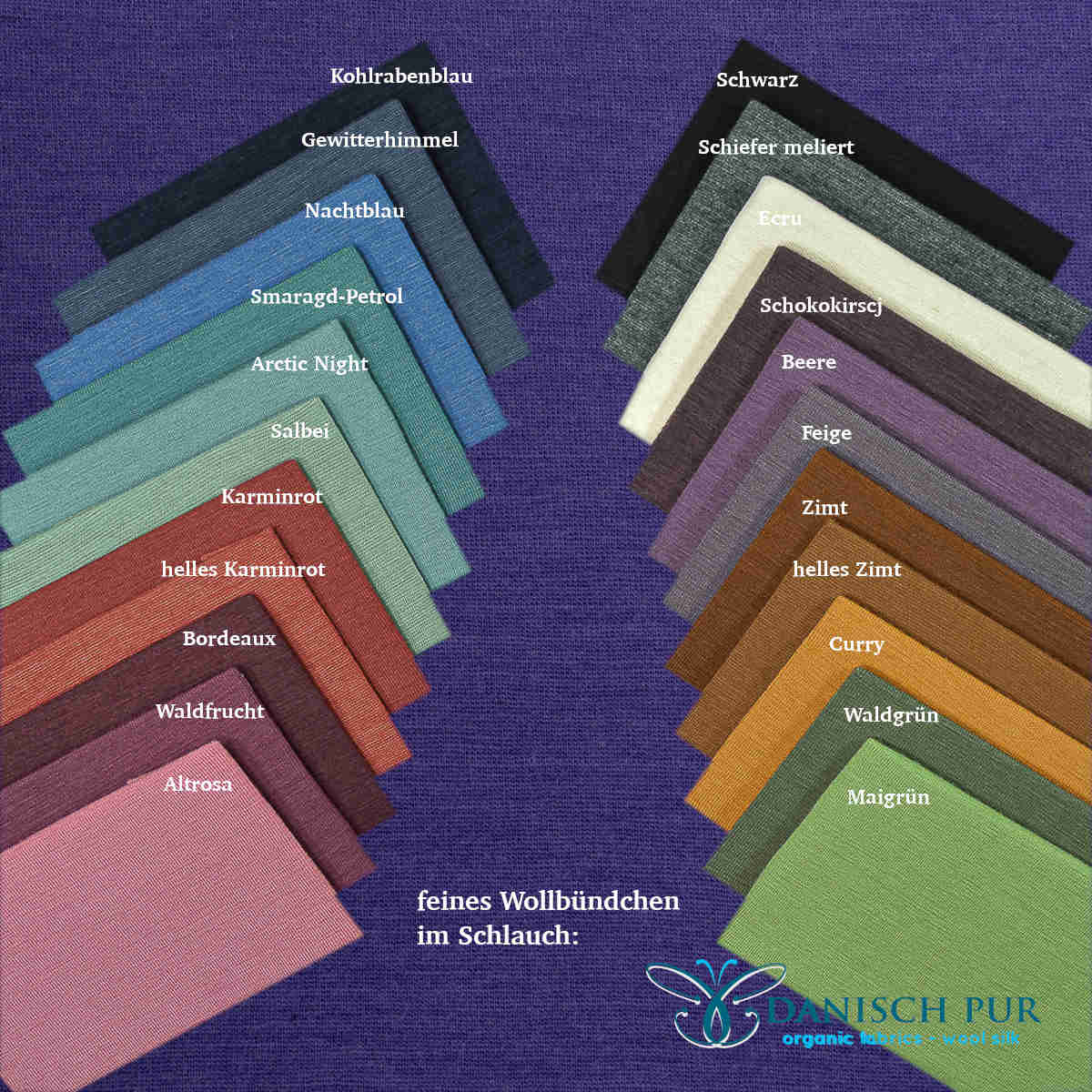 Coupon 40 cm Feines Bio Wollbündchen Purple (kbt, mulesingfrei) im Schlauch