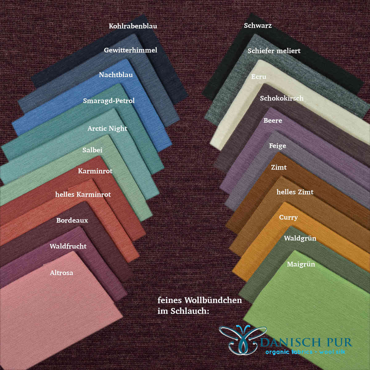 Feines Bio Wollbündchen Schokokirsch meliert (kbt, mulesingfrei) im Schlauch