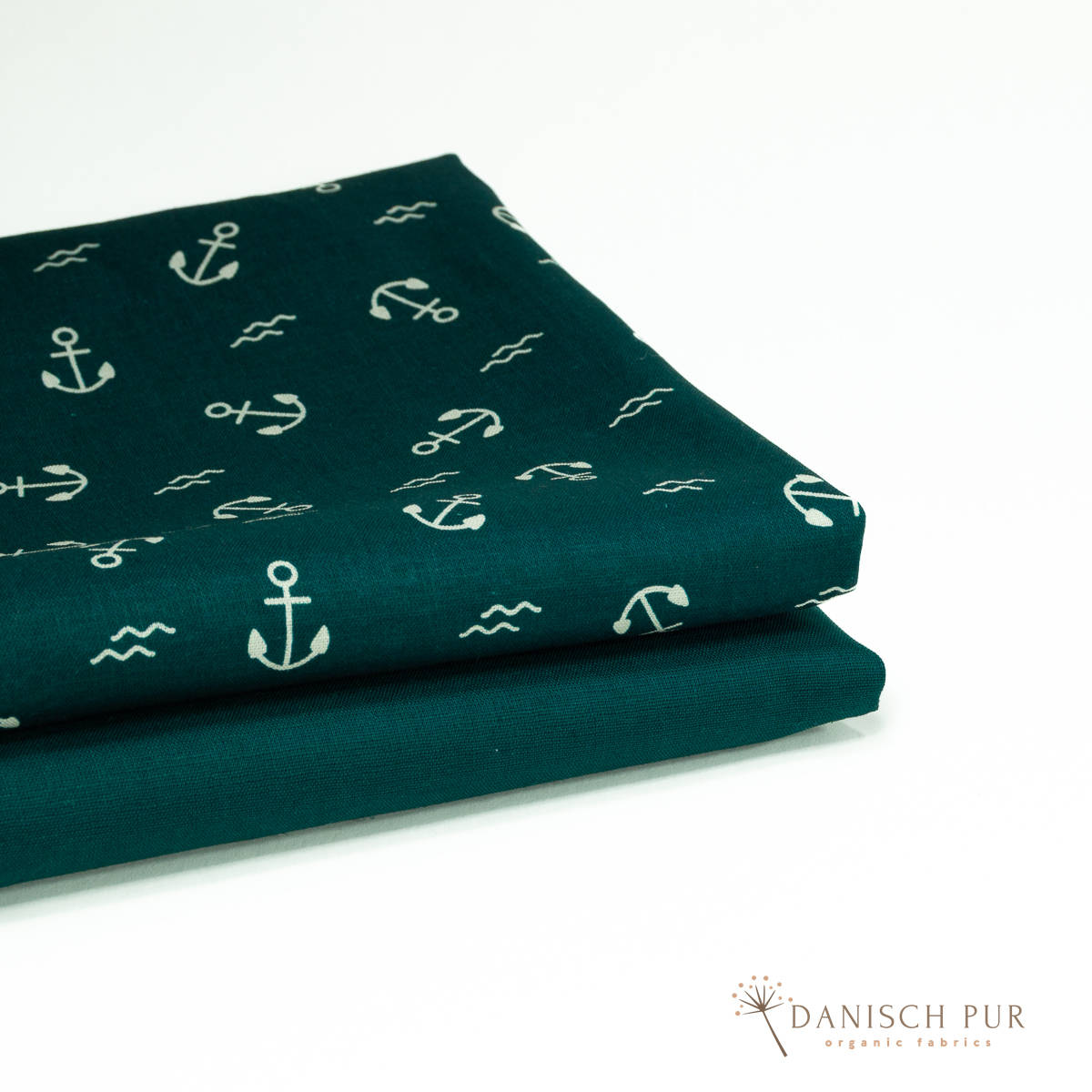 Webware Hanf Lyocell Anker auf Petrol (54% Hanf-44% TENCEL™ Lyocell, 2% Elasthan)