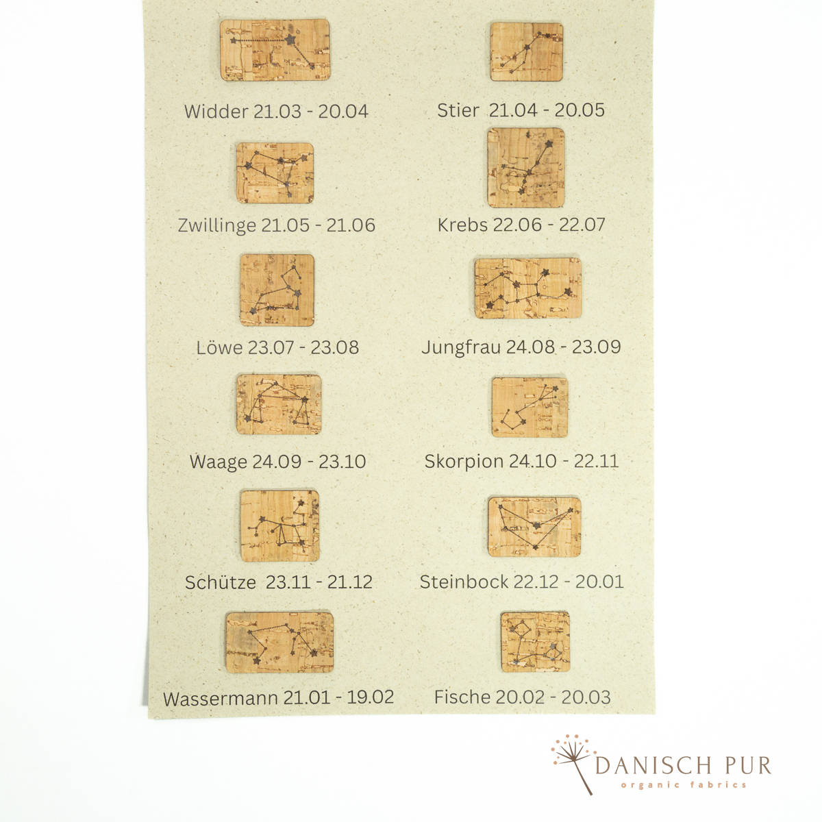 Korkpatch- Korklabel Sternzeichen