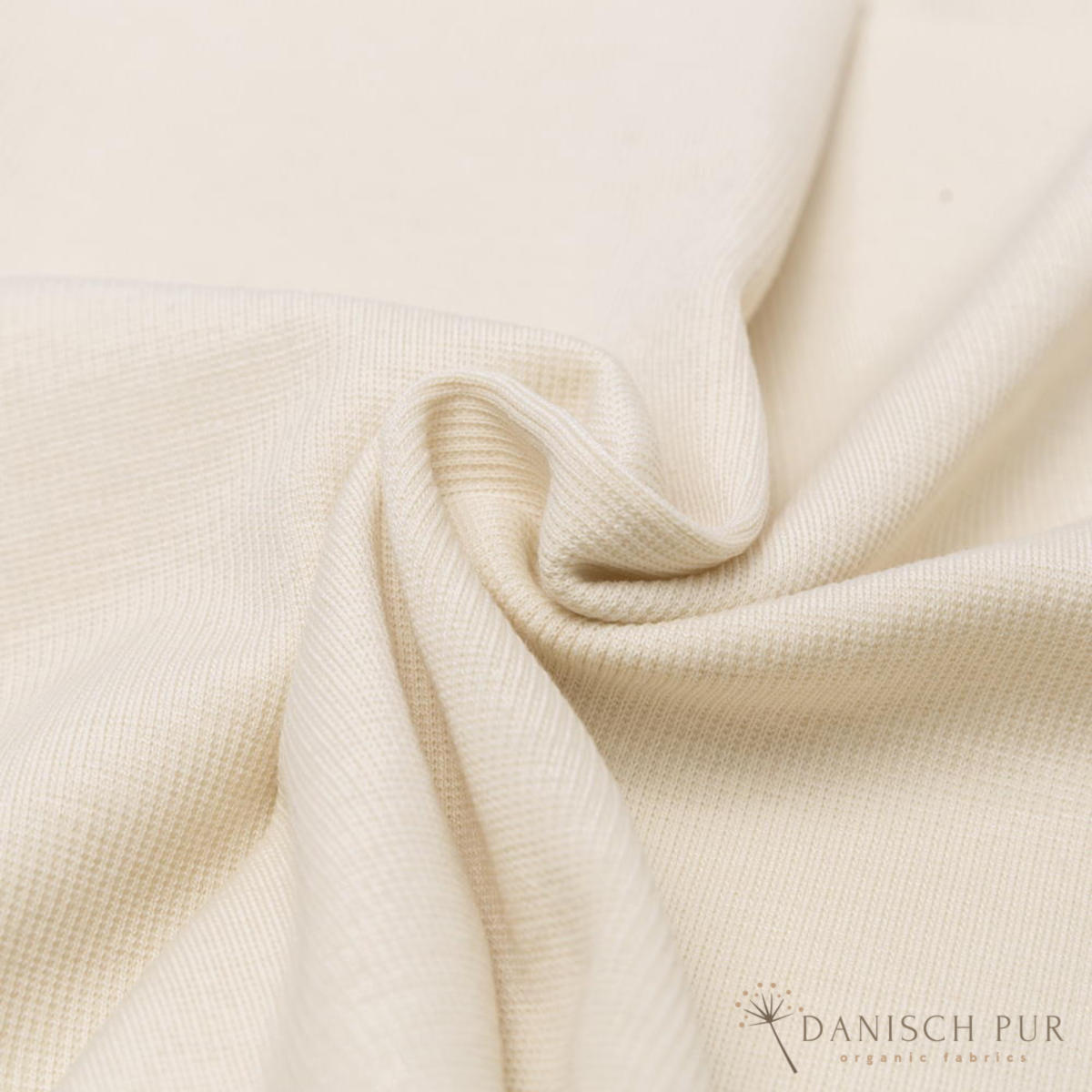 Bio Wollbündchen wollweiß (kbt, mulesingfrei) Rippe im Schlauch