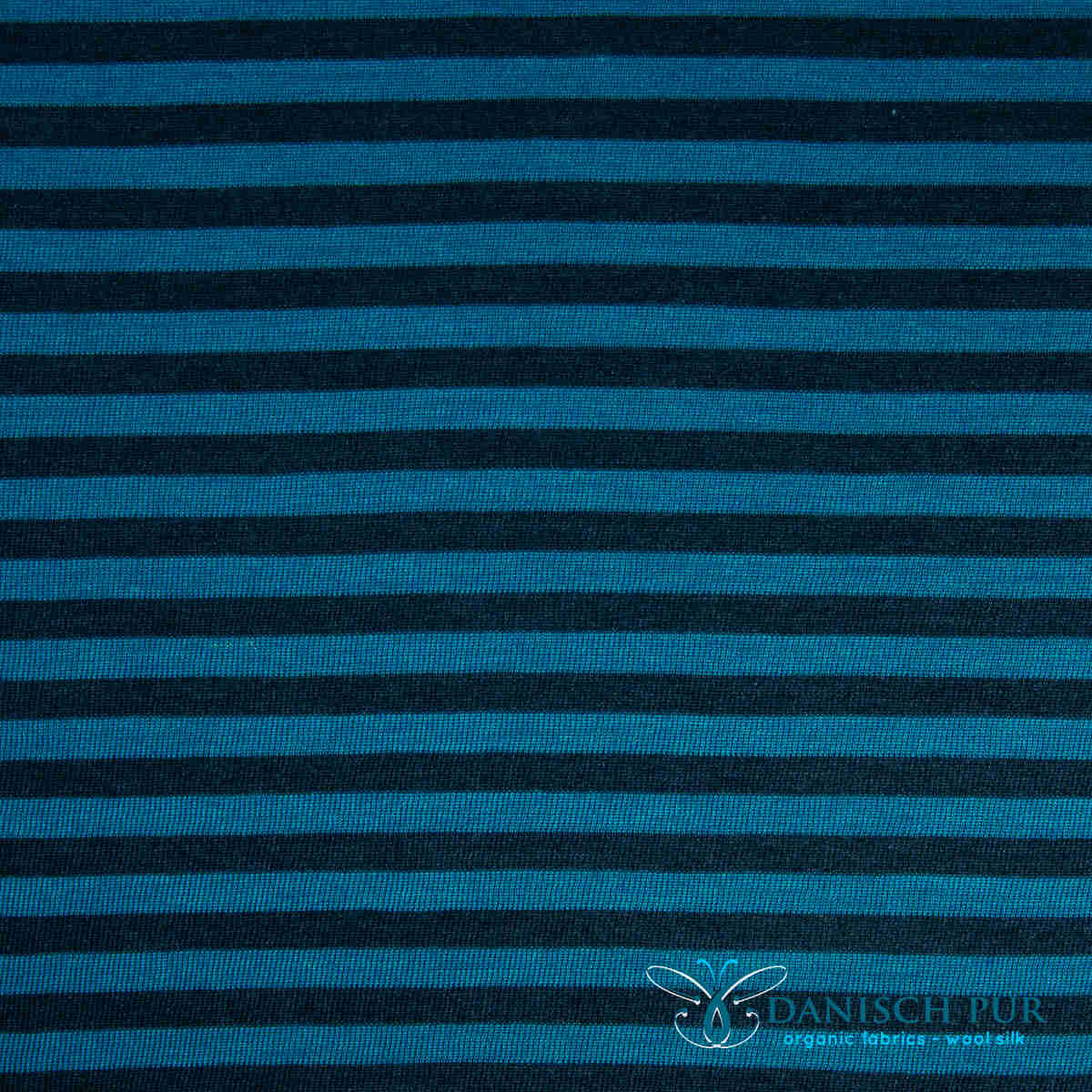 Organic wool silk, raven blue fjord stripes (70% virgin wool Merino, organic, mulesing-free, 30% silk)