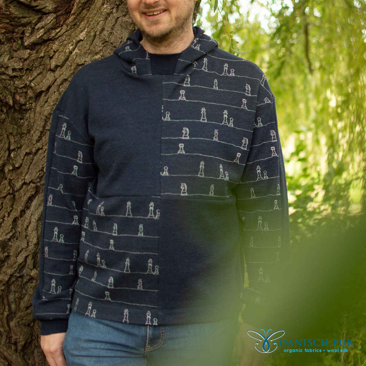 Organic wool jersey dots on sage jacquard (merino, organic, mulesing-free)