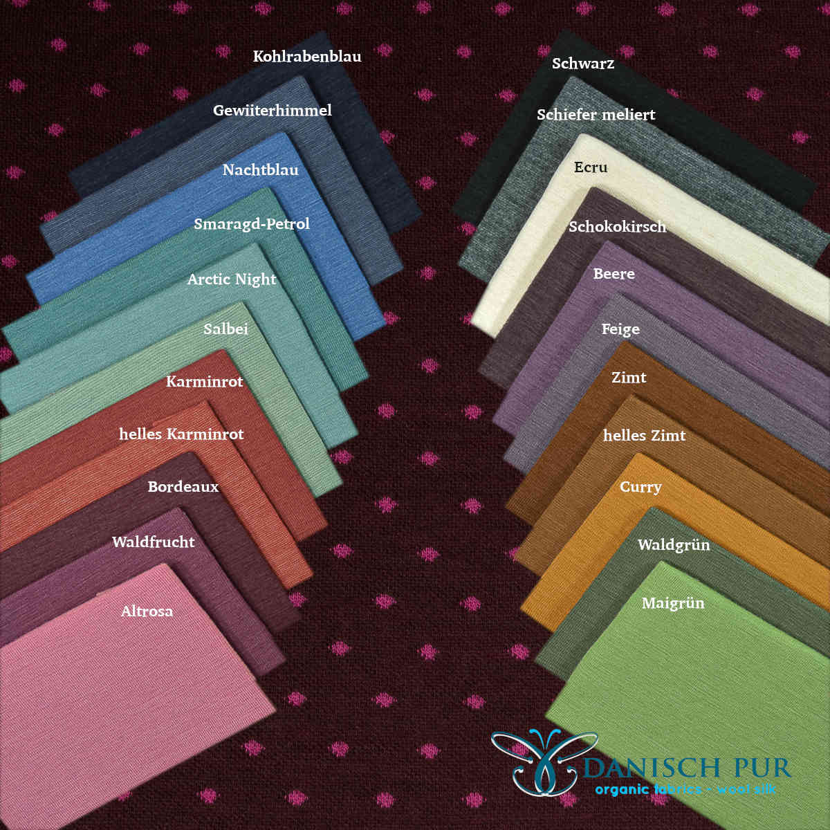 Bio Wolljersey Jacquard Lampone Punkte auf Spätburgunder (Merino, kbt, mulesingfrei)