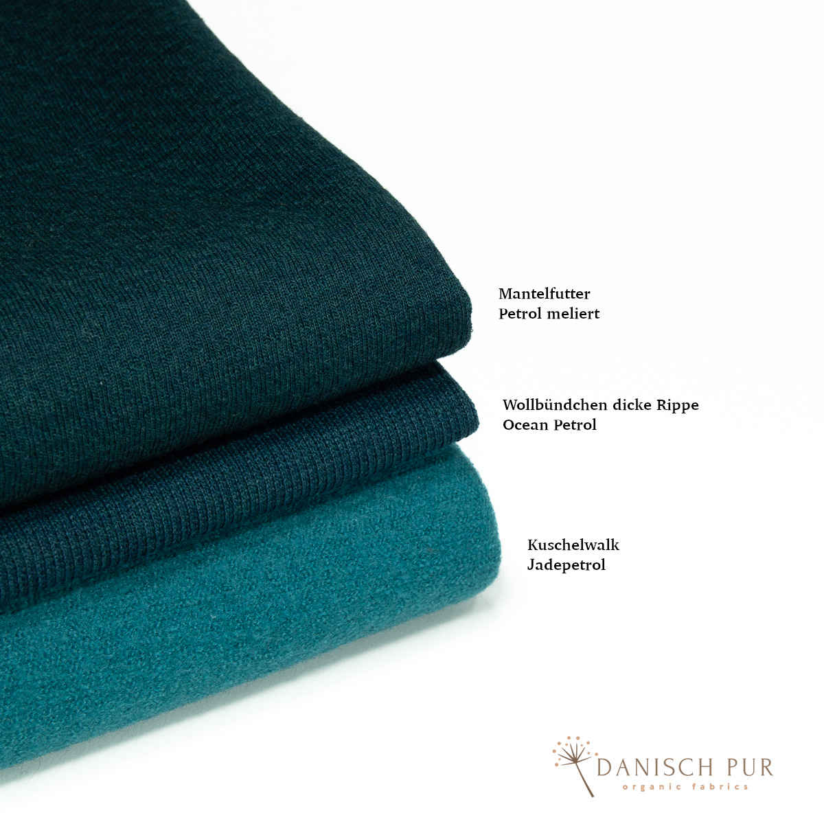 Futterstoff - Mantelfutter-Strukturfutter Wolle (Merino, kbt, 100%) Petrol meliert