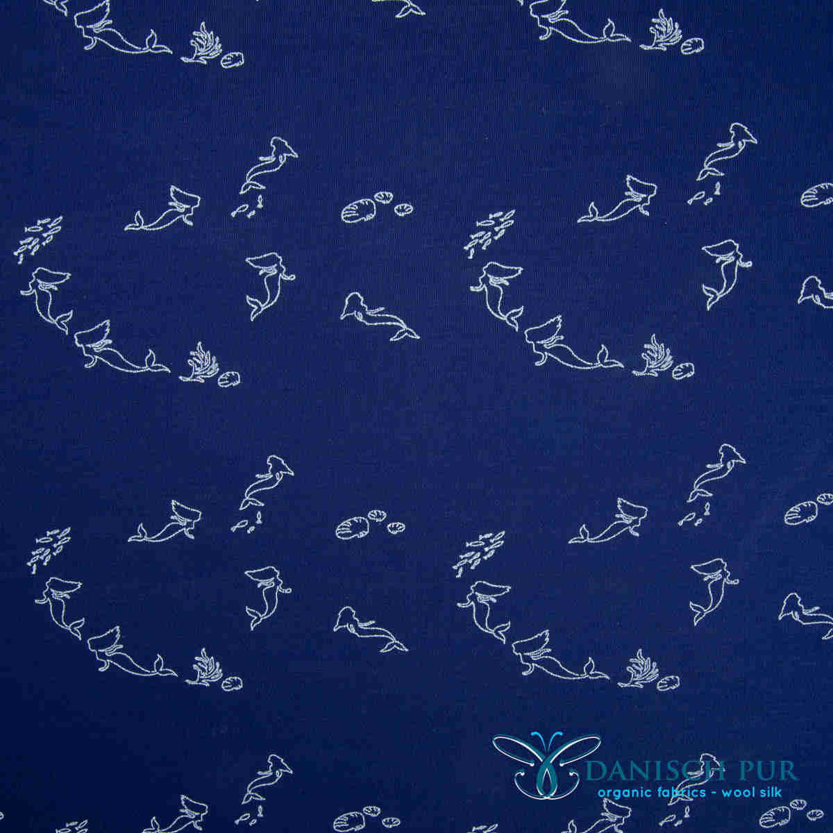 Bio Wolljersey Meerjungfrauen auf Perlnachtblau (Merino, kbt, mulesingfrei)