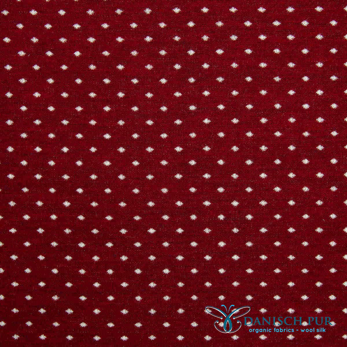Bio Wolljersey Jacquard Punkte auf Rot meliert (Merino, kbt, mulesingfrei)