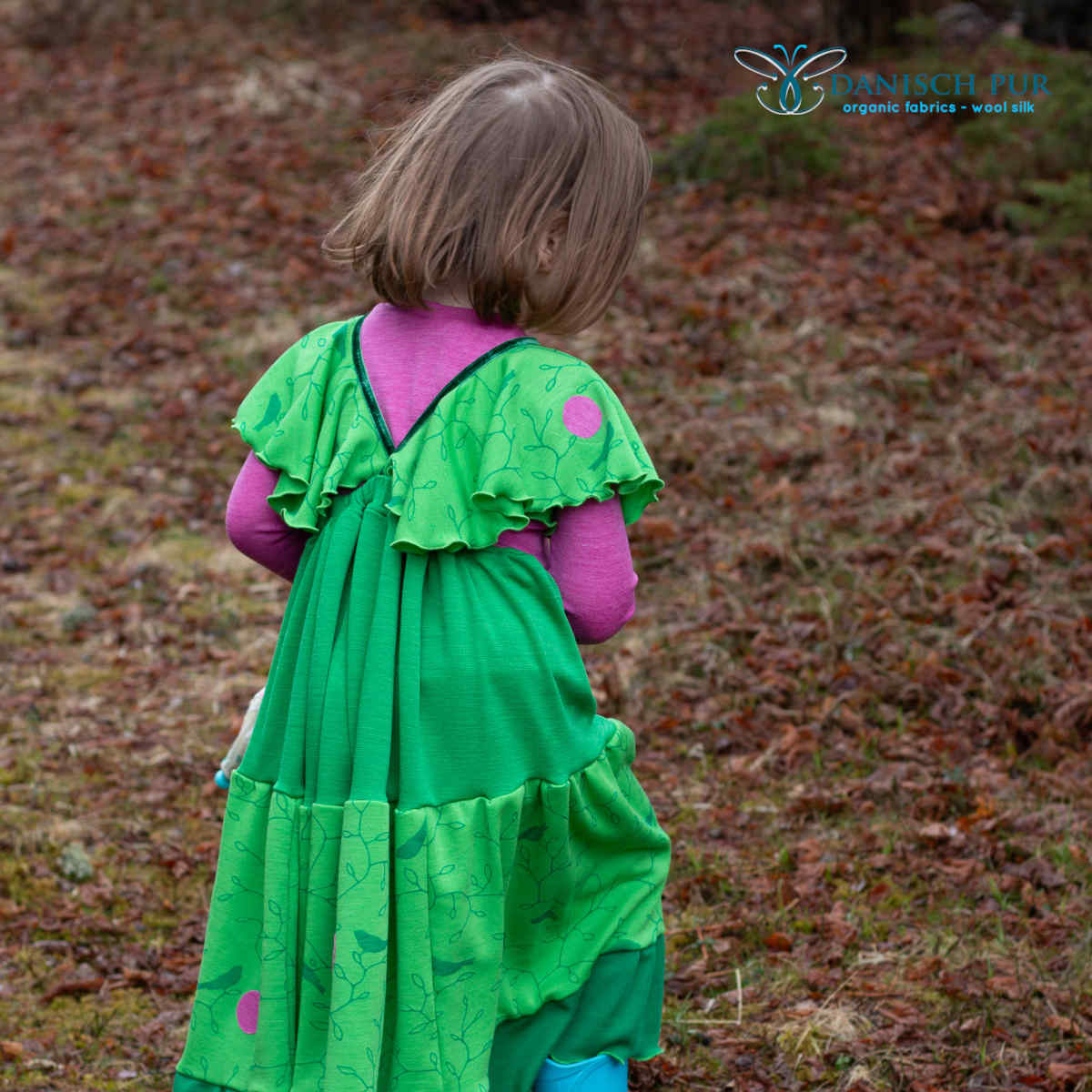 Bio Wolljersey Vögel auf Zitronengrün (Merino, kbt, mulesingfrei)