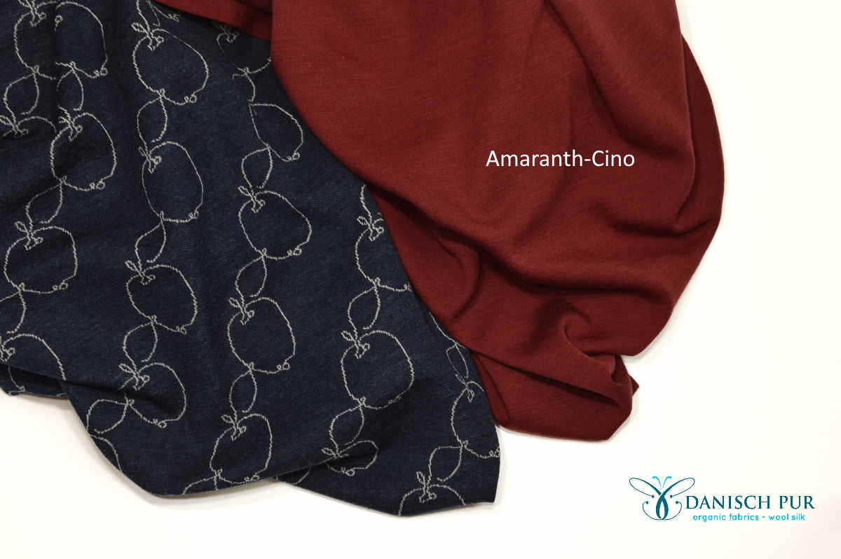 Bio Wolljersey Apfel Jacquard auf Tiefseeblau (Merino, kbt, mulesingfrei)
