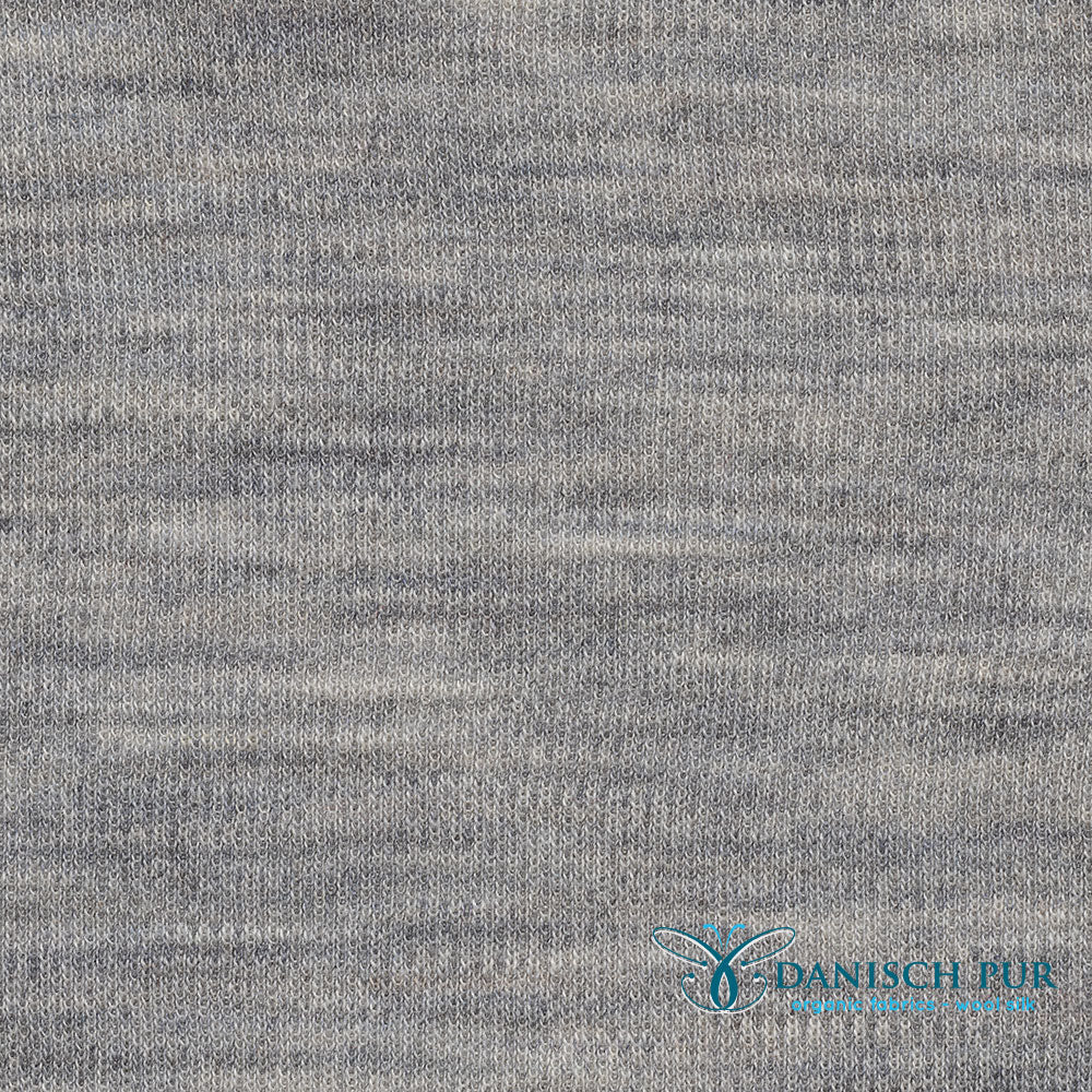 Bio Wolljersey Wollinterlock Hellgrau meliert (Merino, kbt, mulesingfrei)