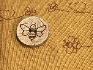 Knopf Kokosnuss - Honigbiene 28mm