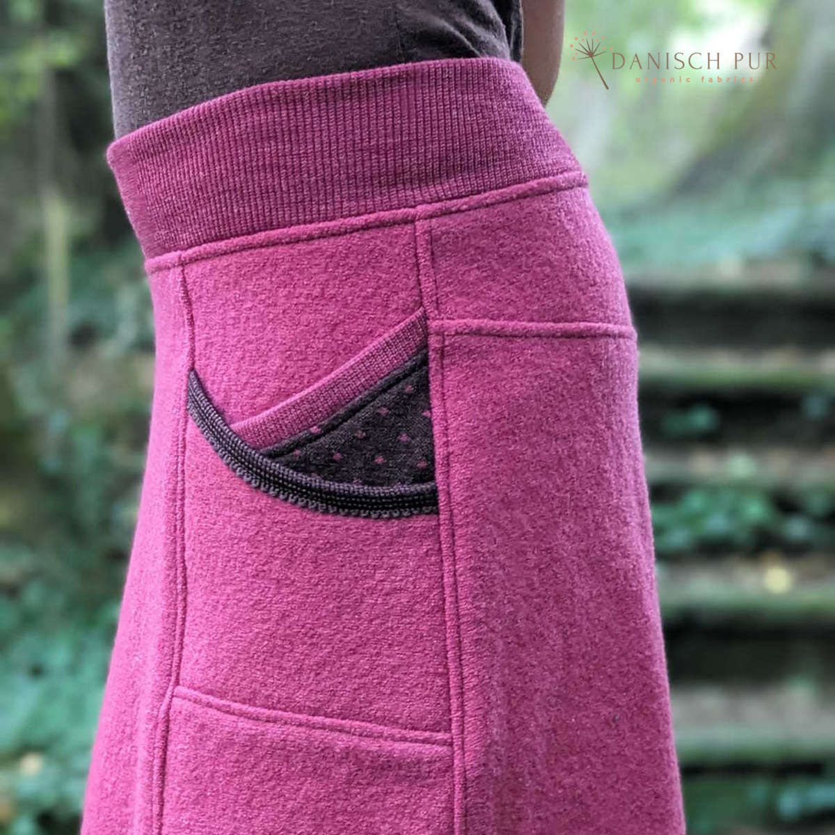 Organic wool ribbing, Lampone melange (organic, mulesing-free), ribbed in a tube