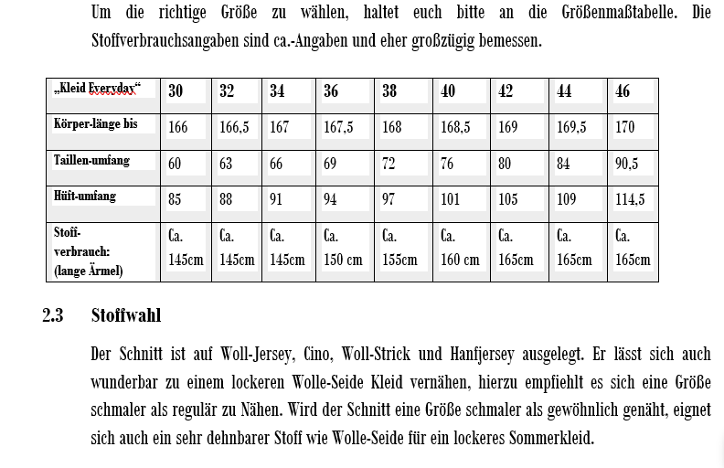 Einführungspreis bis 22.06. Schnittmuster Kleid Everyday 30-46 von t-design, inkl Beamer Datei