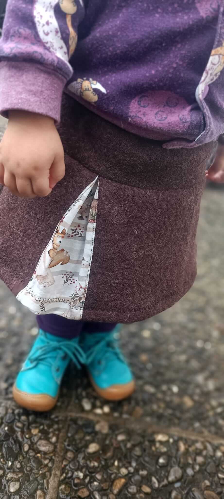 Schnittmuster "Miss Walk" Kinderrock aus Walk mit pfiffiger Falte, 74-164 von t-design, inkl Beamer Datei
