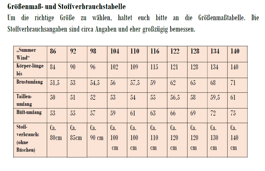 Schnittmuster "Summer Wind" Wolle Seide Kleid, 86-140 von t-design, inkl Beamer Datei