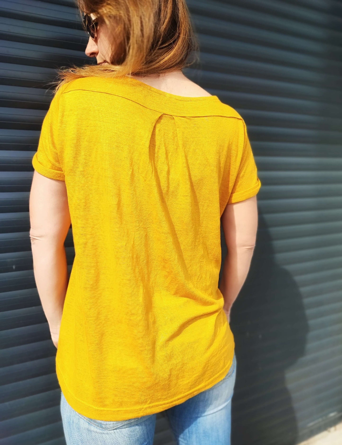 Schnittmuster "Summer Blues" - eine Bluse mit raffinierter Raffung, 32-46, von t-design, inkl. Beamerdatei