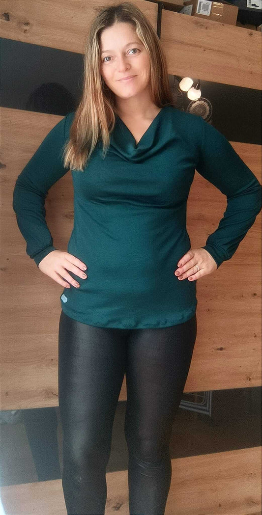 Schnittmuster Wasserfalllangarmshirt / Kleid "Zazu" für Webware XS-XL, t-design, inkl. Beamerdatei