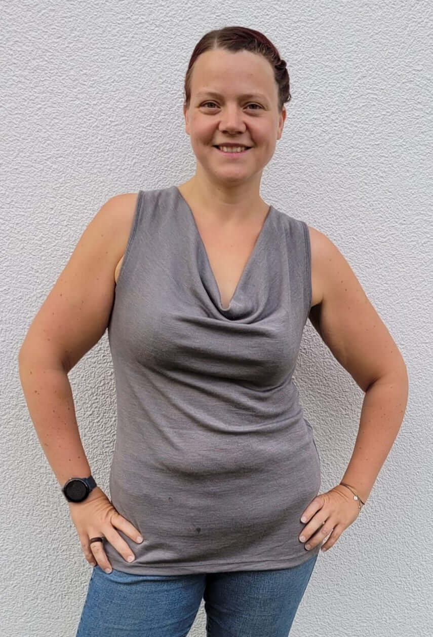 Schnittmuster Wasserfall-Shirt/Kleid "Tania" Gr. 32-46, von t-design, inkl. Beamerdatei