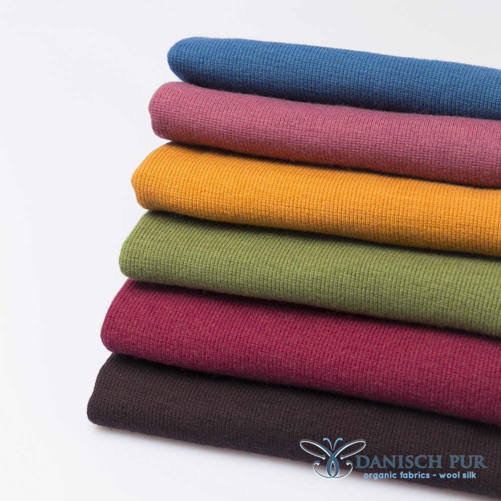 Organic wool cuffs petrol (organic, mulesing-free) rib in a tube