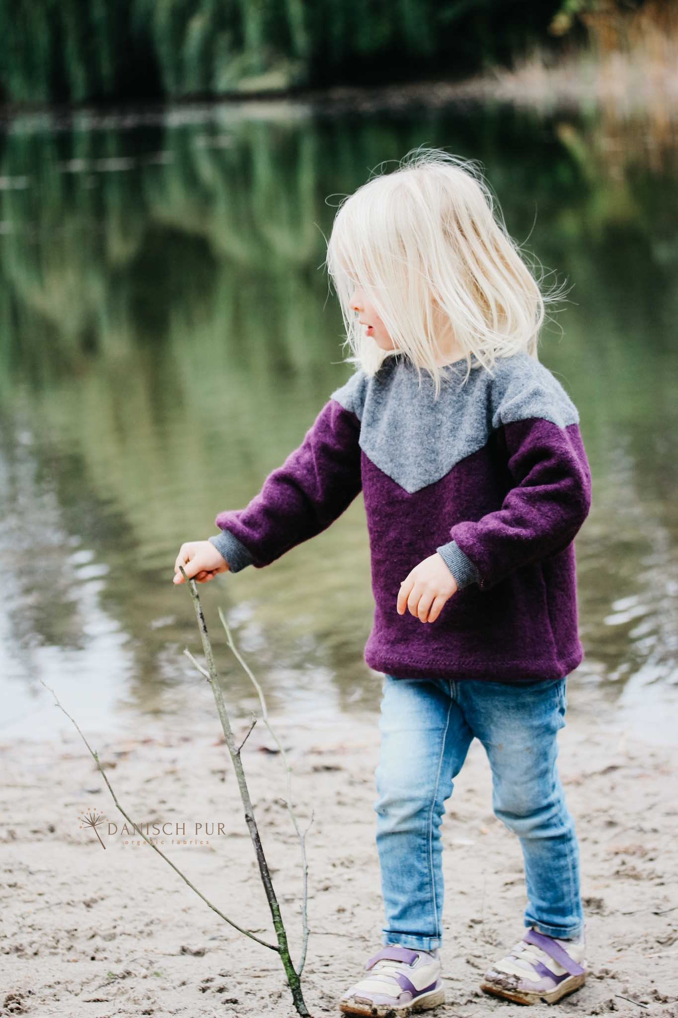 Bio Wollfleece Aubergine meliert(100% Schurwolle, Merino, kbt, mulesingfrei)