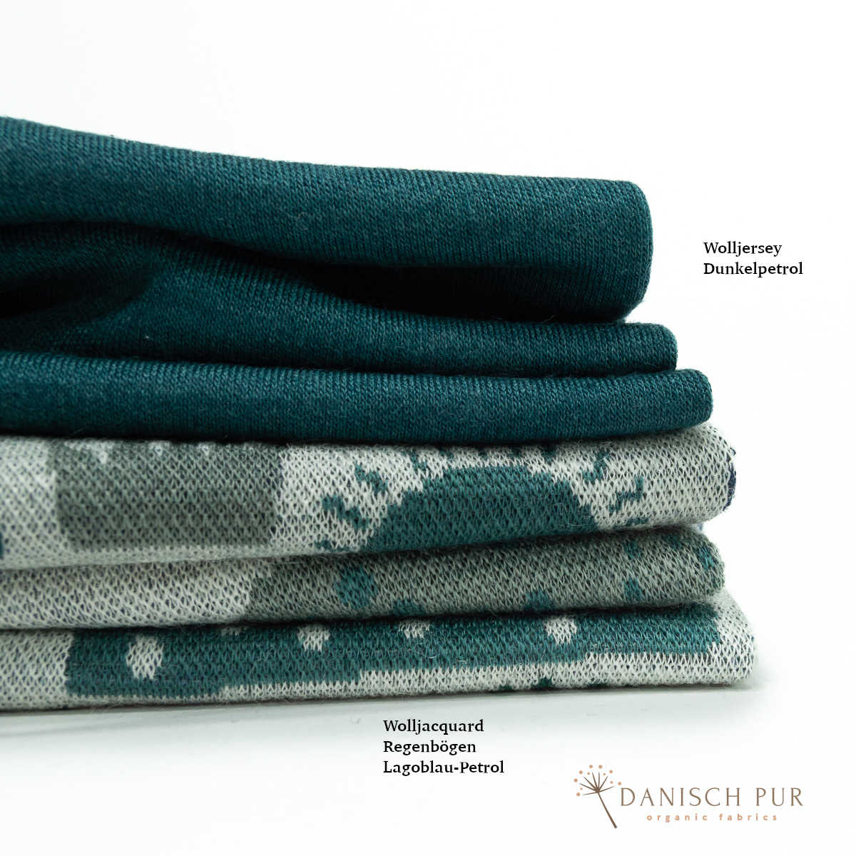 Bio Wolljersey Jacquard Wolken Lagoblau-Petrol  (Merino, kbt, mulesingfrei)