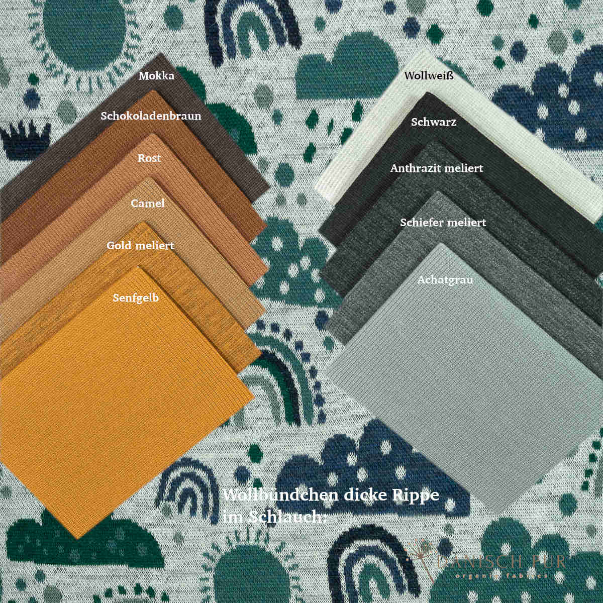 Bio Wolljersey Jacquard Wolken Lagoblau-Petrol  (Merino, kbt, mulesingfrei)