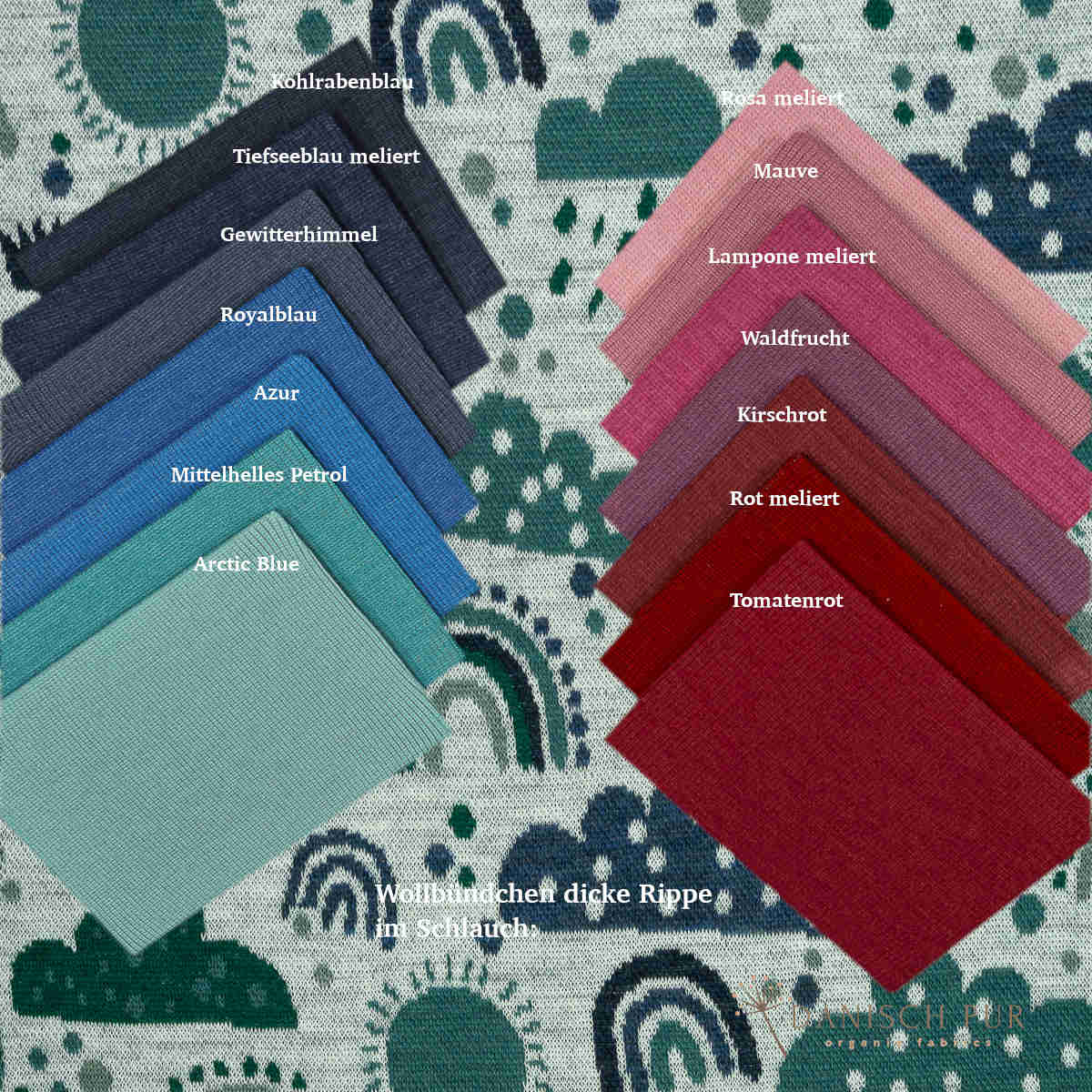 Bio Wolljersey Jacquard Wolken Lagoblau-Petrol  (Merino, kbt, mulesingfrei)