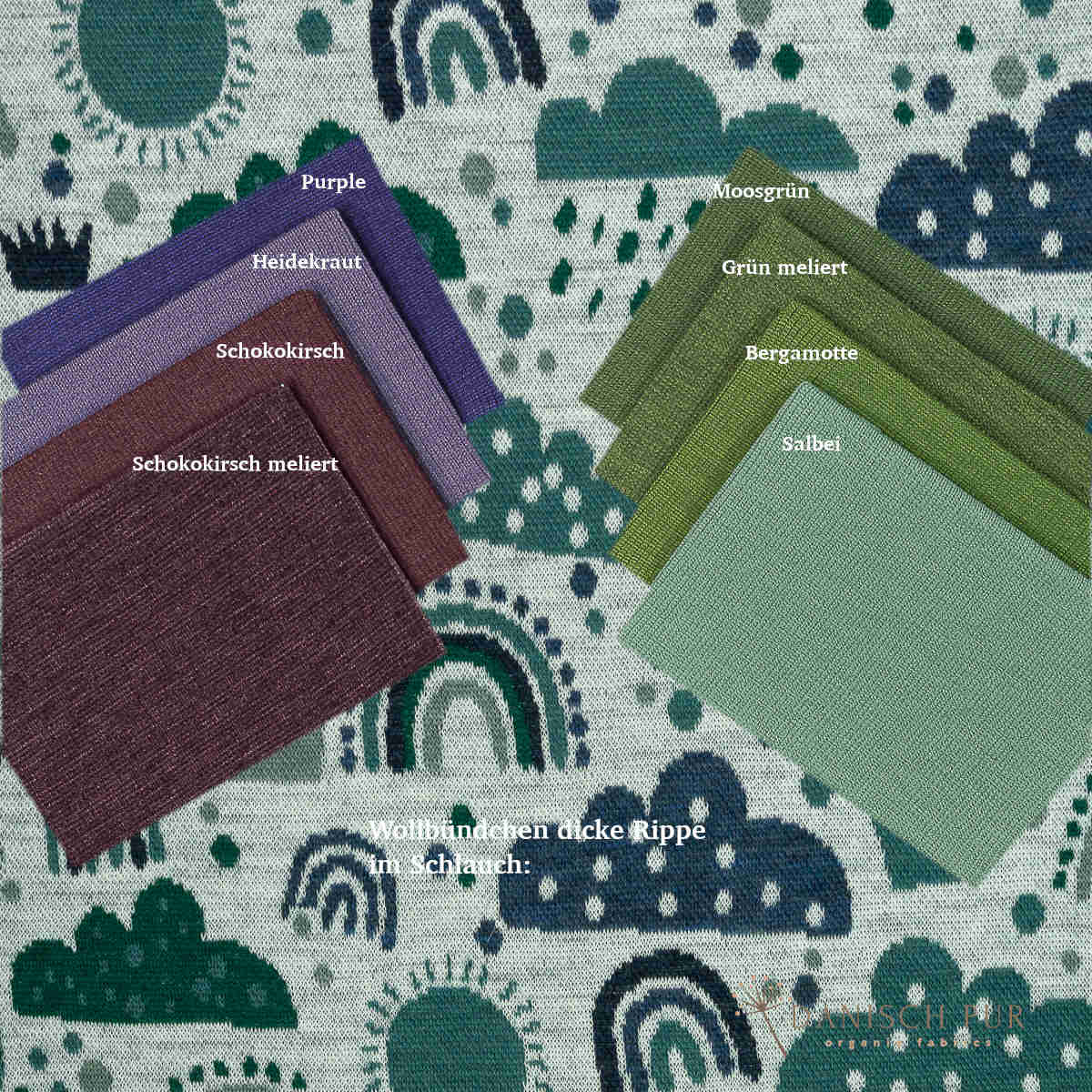 Bio Wolljersey Jacquard Wolken Lagoblau-Petrol  (Merino, kbt, mulesingfrei)