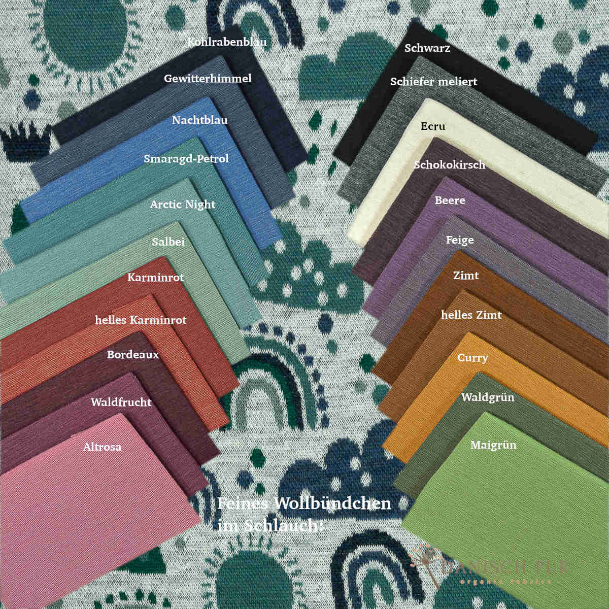 Bio Wolljersey Jacquard Wolken Lagoblau-Petrol  (Merino, kbt, mulesingfrei)