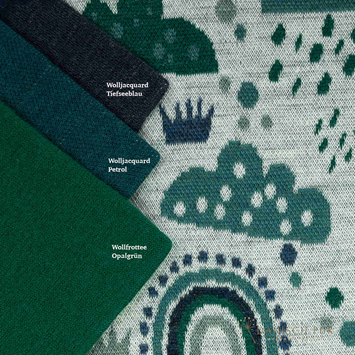 Bio Wolljersey Jacquard Wolken Lagoblau-Petrol  (Merino, kbt, mulesingfrei)