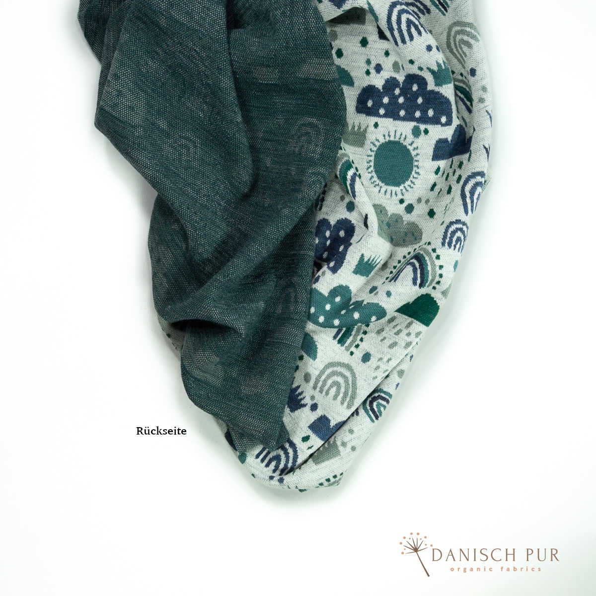 Bio Wolljersey Jacquard Wolken Lagoblau-Petrol  (Merino, kbt, mulesingfrei)