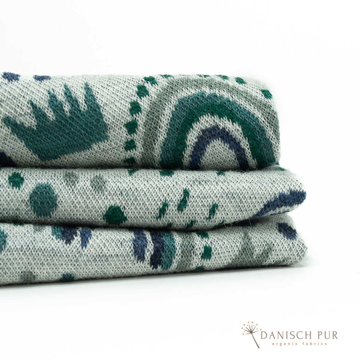 Bio Wolljersey Jacquard Wolken Lagoblau-Petrol  (Merino, kbt, mulesingfrei)