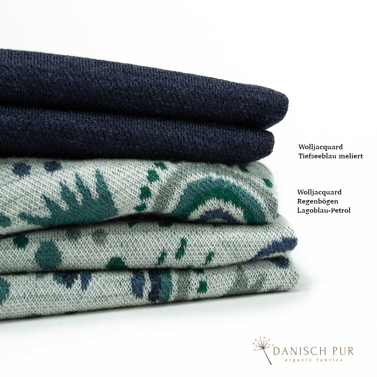 Bio Wolljersey Jacquard Wolken Lagoblau-Petrol  (Merino, kbt, mulesingfrei)