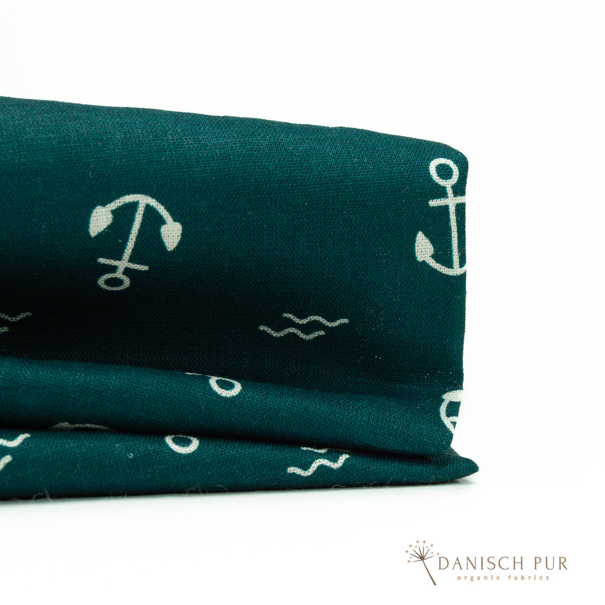 Webware Hanf Lyocell Anker auf Petrol (54% Hanf-44% TENCEL™ Lyocell, 2% Elasthan)