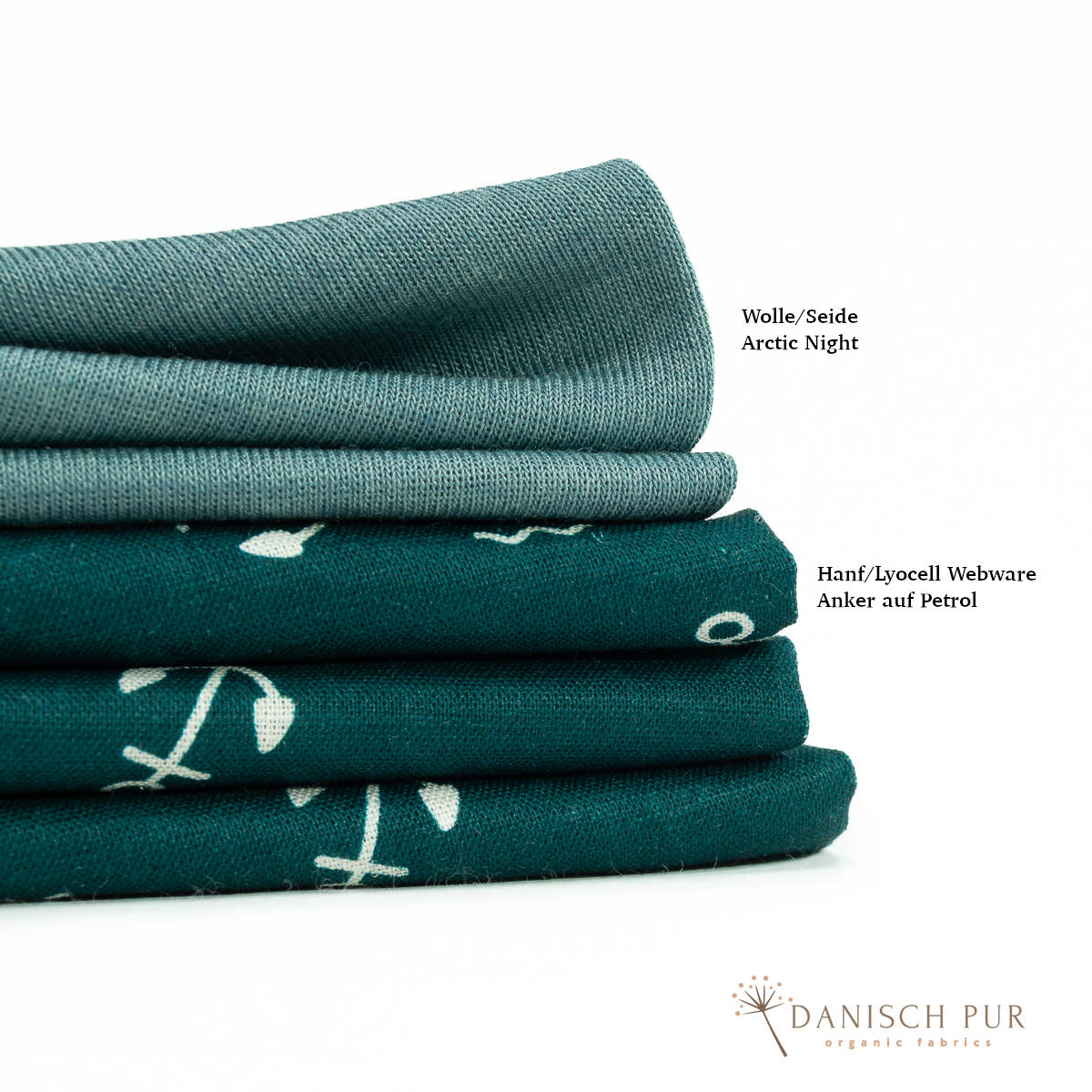 Webware Hanf Lyocell Anker auf Petrol (54% Hanf-44% TENCEL™ Lyocell, 2% Elasthan)