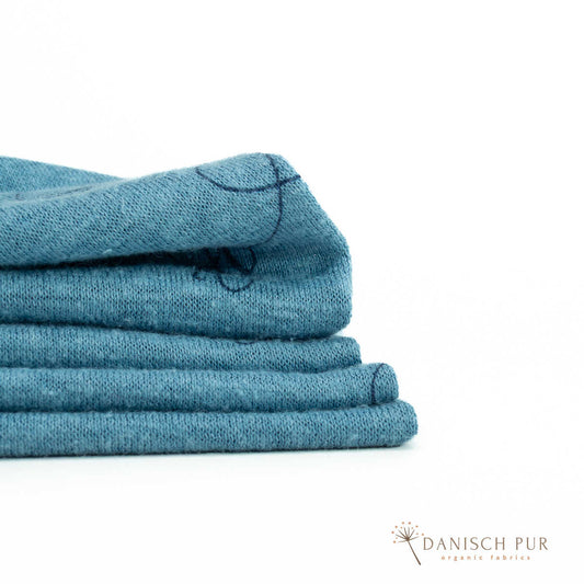 Hanf-Lyocell Singlejersey Hummeln auf Eisblau (kba)(55% Hanf (kba konform)-45% TENCEL™ Lyocell)