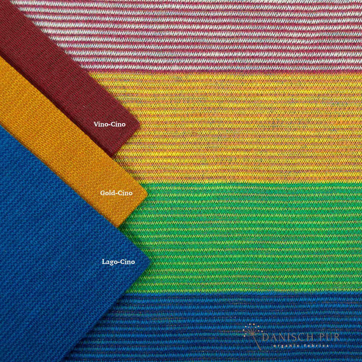 Bio Wolljacquard Regenbogenstreifen-Cino (Merino, kbt, mulesingfrei)