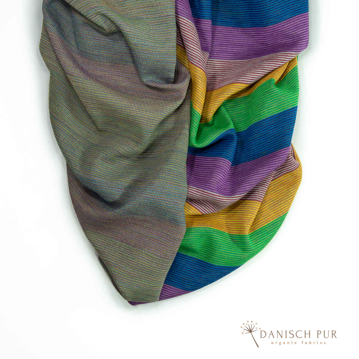 Bio Wolljacquard Regenbogenstreifen-Cino (Merino, kbt, mulesingfrei)