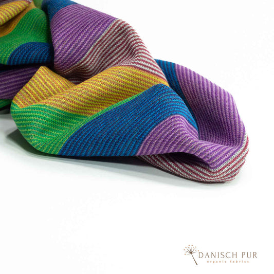 Bio Wolljacquard Regenbogenstreifen-Cino (Merino, kbt, mulesingfrei)