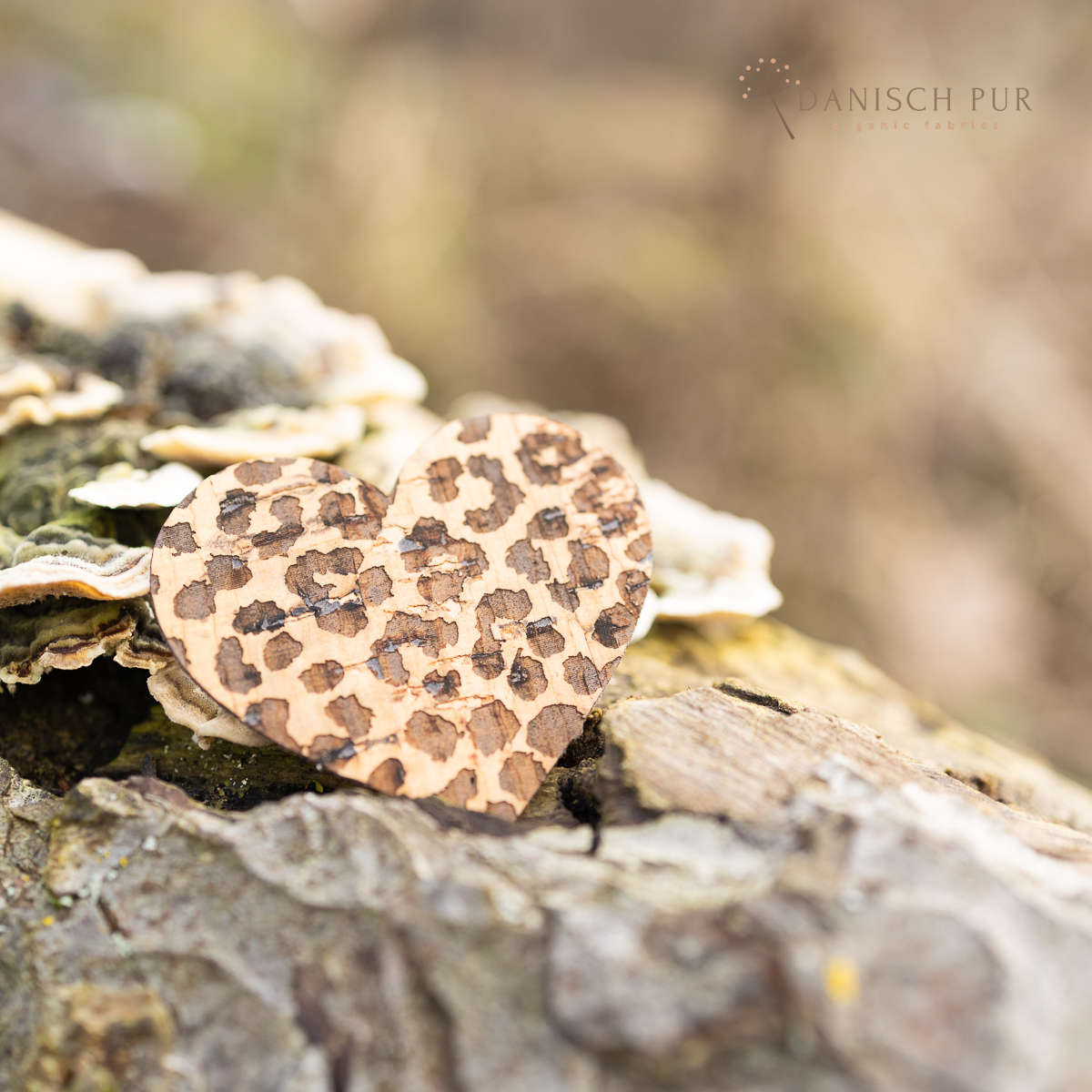 Korkpatch- Korklabel Leoherz - Herz mit Leomuster