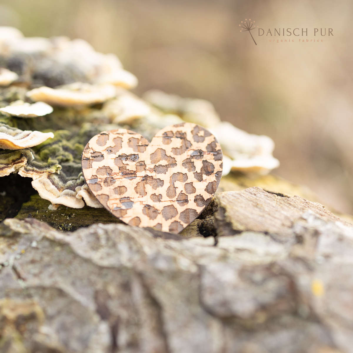 Korkpatch- Korklabel Leoherz - Herz mit Leomuster
