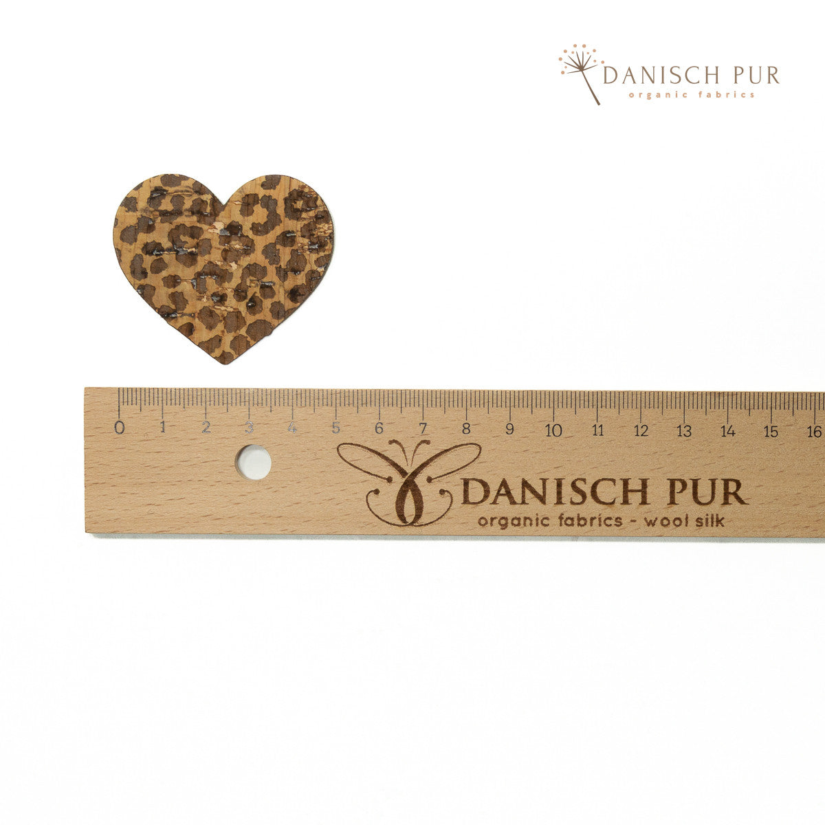 Korkpatch- Korklabel Leoherz - Herz mit Leomuster