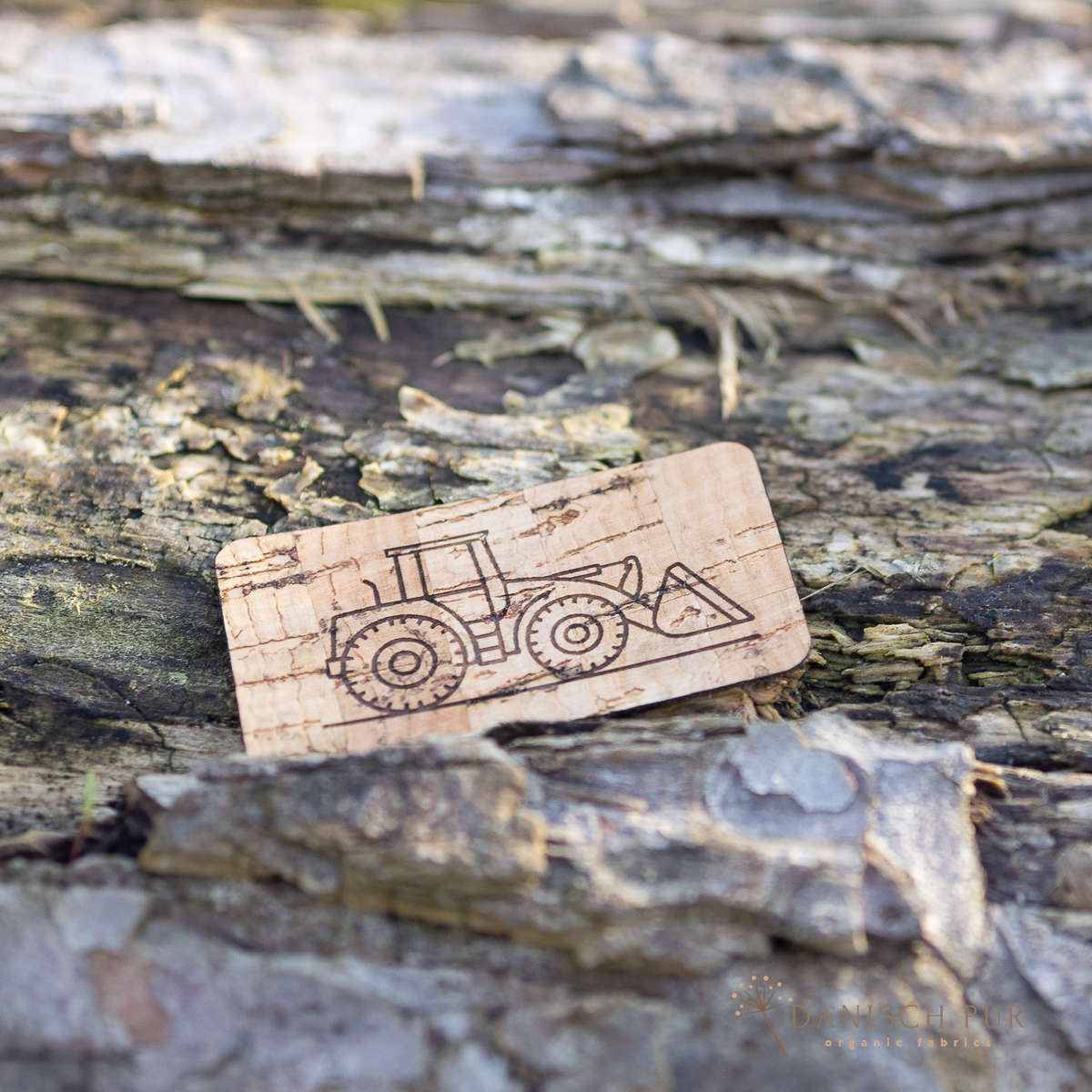 Korkpatch- Korklabel "Radlader" Lader auf Kork