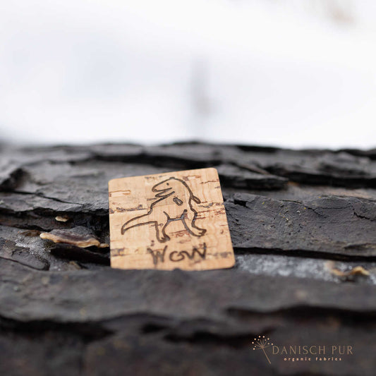 Korkpatch- Korklabel "Dino - Wow"