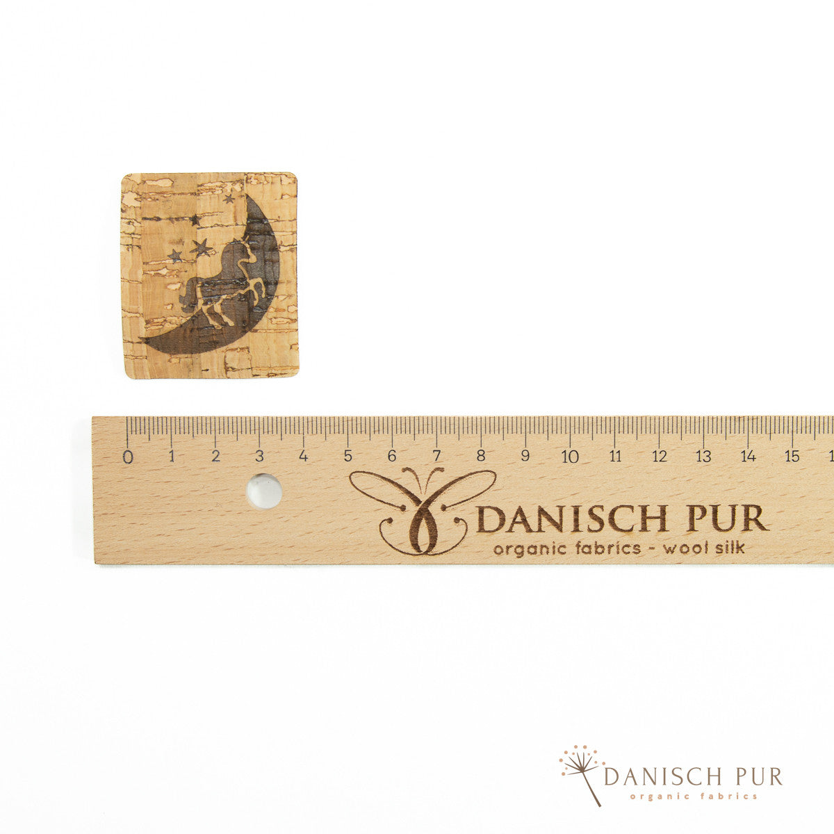 Korkpatch- Korklabel "Einhorn mit Mond" eckig