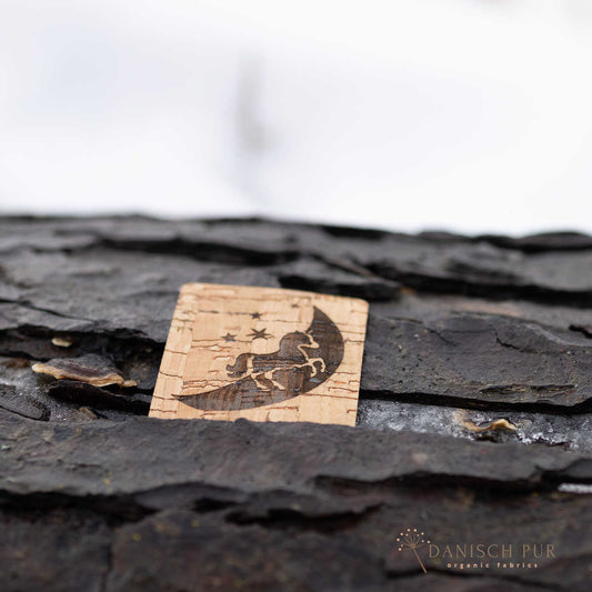Korkpatch- Korklabel "Einhorn mit Mond" eckig