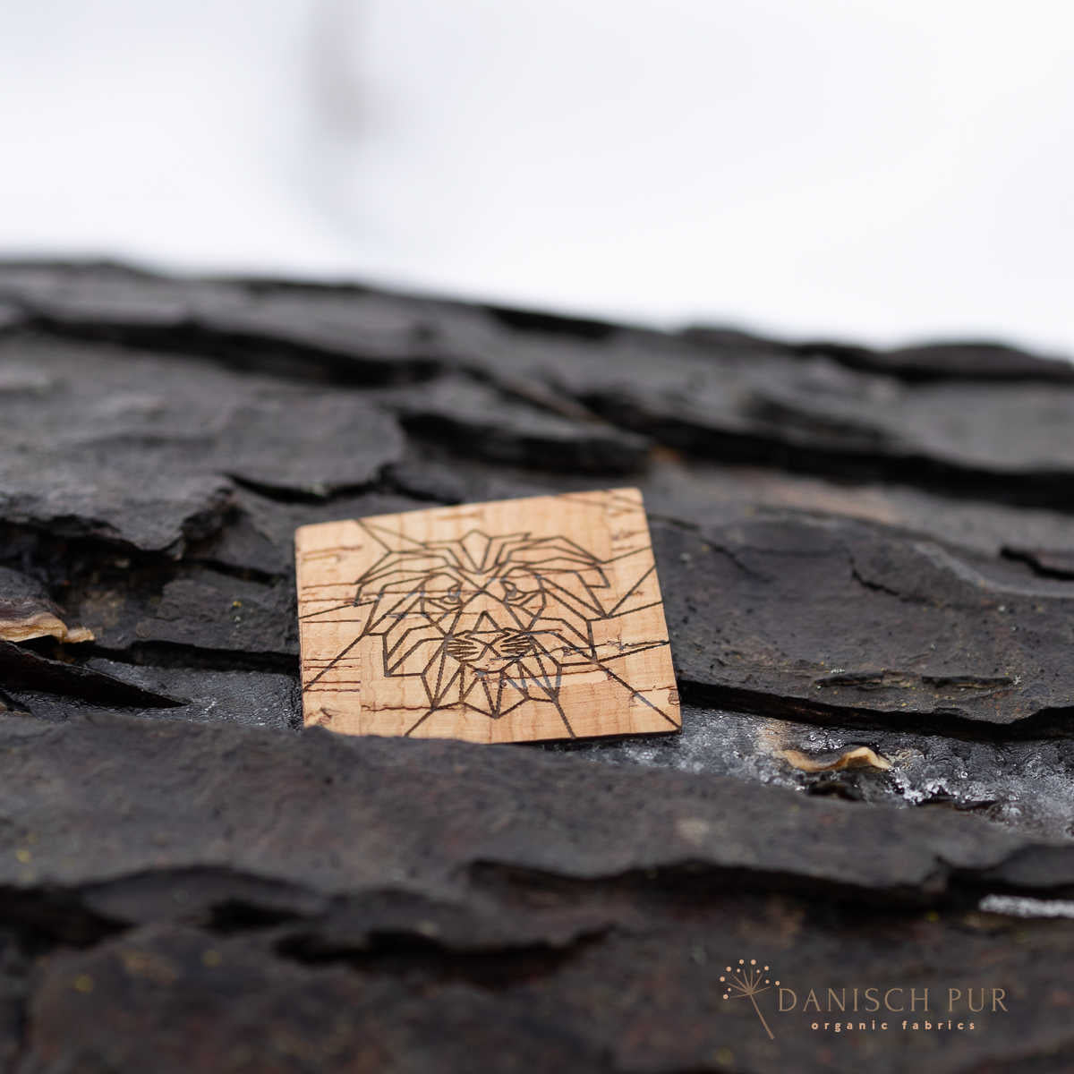 Korkpatch- Korklabel "Löwe geometrische Linien"