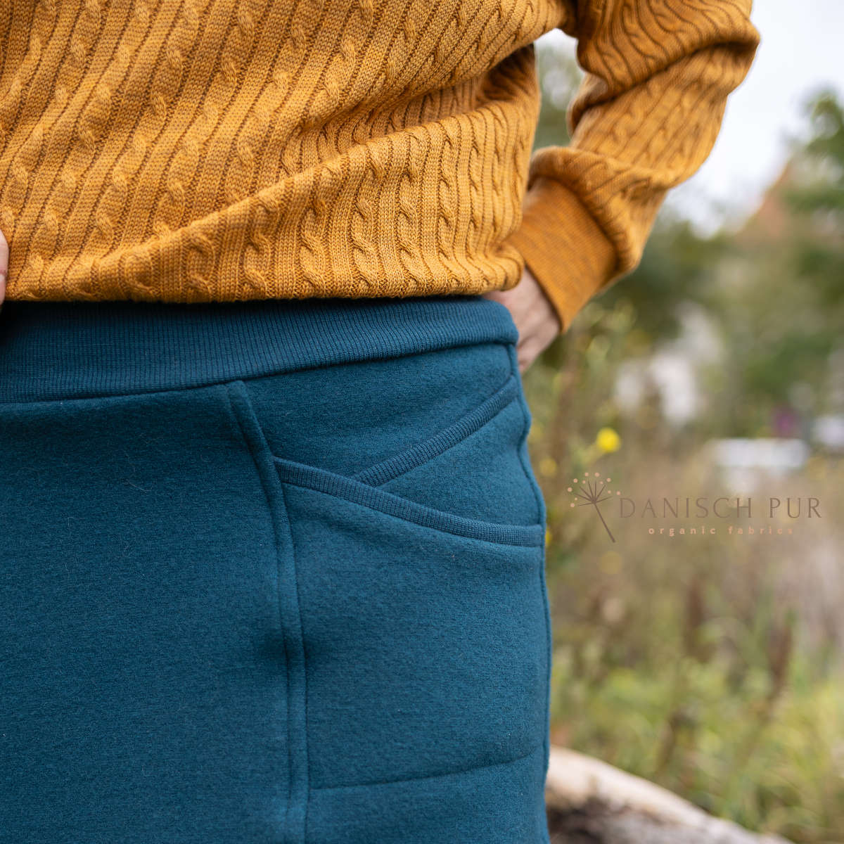 Dicker Bio Wolljersey Zopfstrick Gold meliert (Merino, kbt, mulesingfrei)