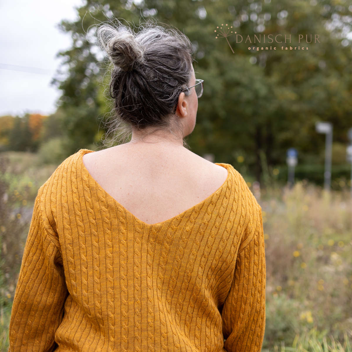 Dicker Bio Wolljersey Zopfstrick Gold meliert (Merino, kbt, mulesingfrei)